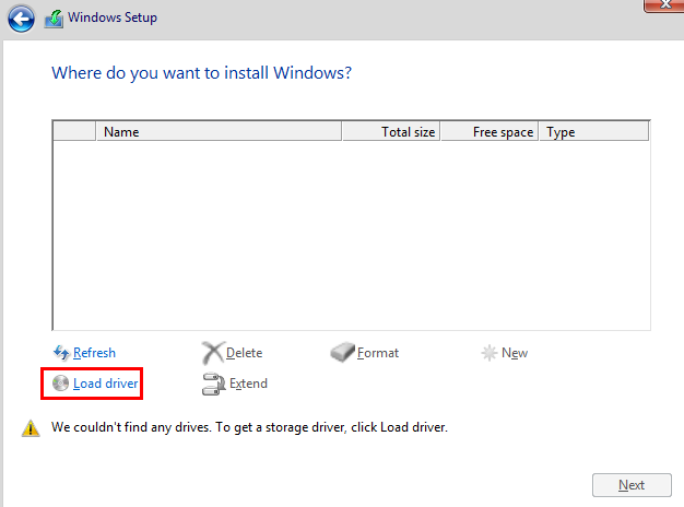 Load Driver dialog