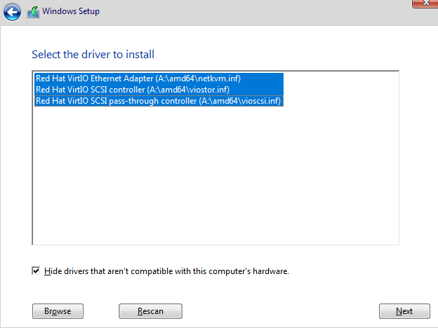 Selecting drivers to install
