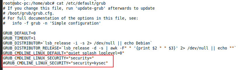 Modify grub file to disable security policy