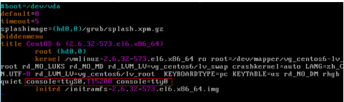Kernel parameter edit for serial console