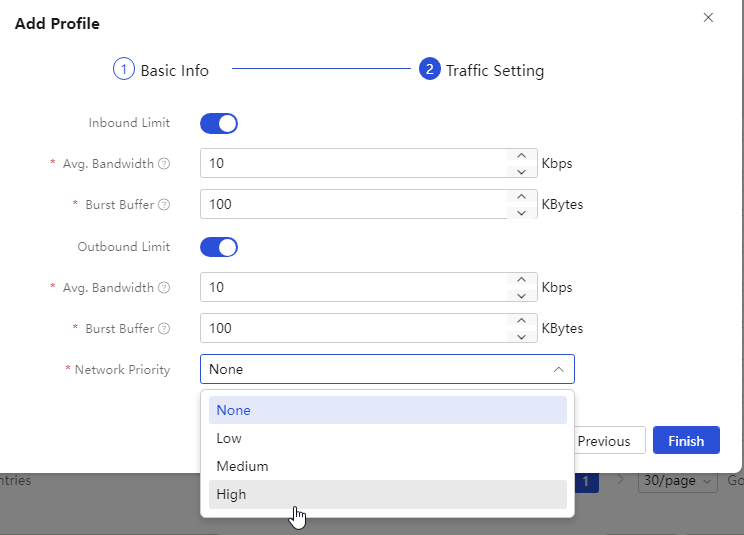 Setting the network priority