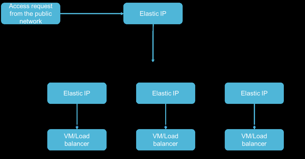 Providing services to the public network through VMs and load balancers